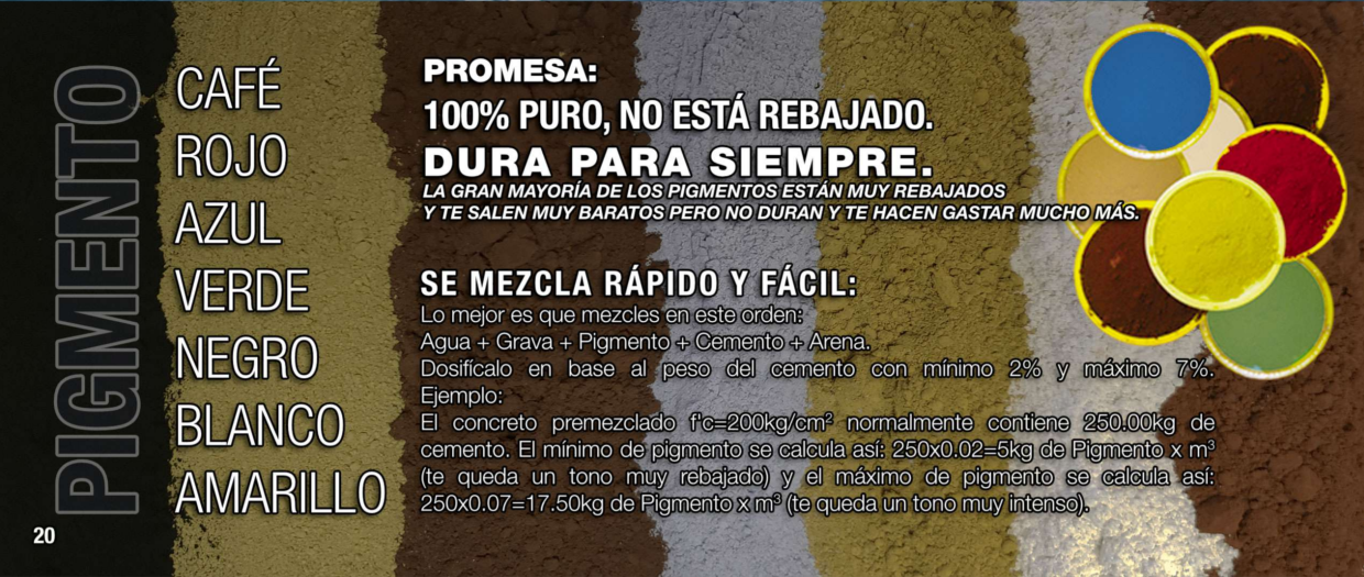 Instrucciones de dosificacion pigmento integral SPG